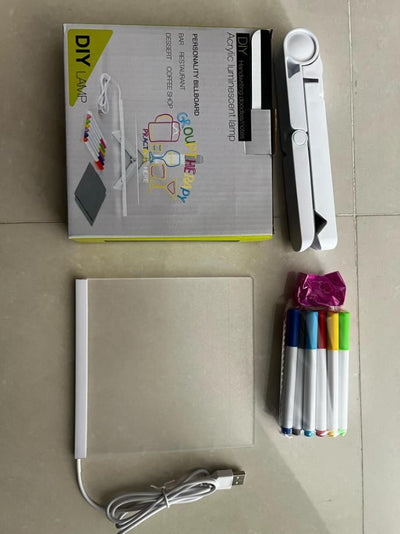 ✨ 3D LED Light Glass Acrylic Writing Pad with 12 Pens – Light Up Your Creativity! 🎨💡