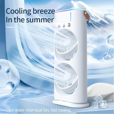 Double-Ended Mist Spray Fan – Portable Mini Cooling Fan with Humidifier Function (White), Rechargeable Battery,SALE ONLY FOR TODAY !!!