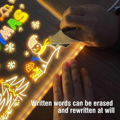 ✨ 3D LED Light Glass Acrylic Writing Pad with 12 Pens – Light Up Your Creativity! 🎨💡