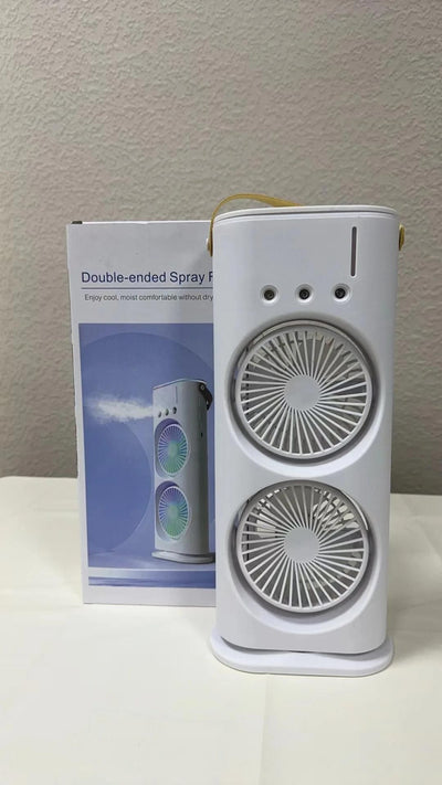 Double-Ended Mist Spray Fan – Portable Mini Cooling Fan with Humidifier Function (White), Rechargeable Battery,SALE ONLY FOR TODAY !!!