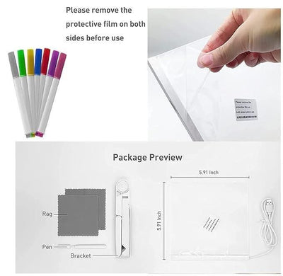 ✨ 3D LED Light Glass Acrylic Writing Pad with 12 Pens – Light Up Your Creativity! 🎨💡