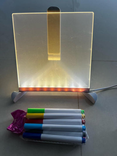✨ 3D LED Light Glass Acrylic Writing Pad with 12 Pens – Light Up Your Creativity! 🎨💡