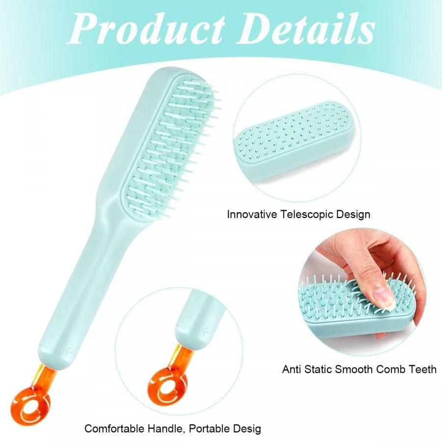 💆‍♂️ Self-Cleaning Anti-Static Massage Comb – For Adults & Kids Pack Of 1