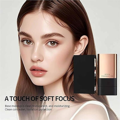 2-in-1 Korean Flawless Foundation Stick with Built-in Brush – Waterproof & Long-Lasting