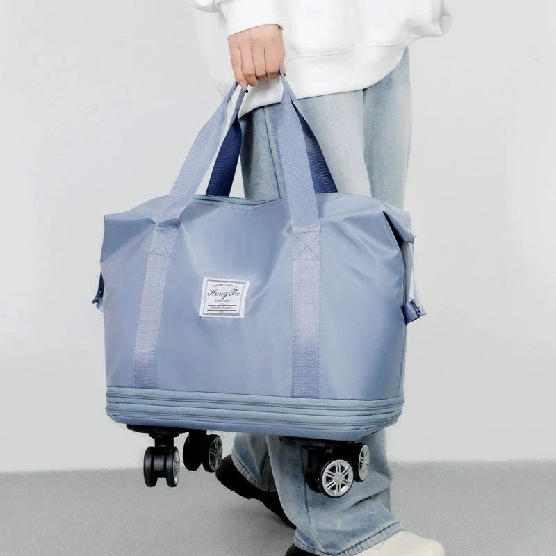 Foldable Duffle Trolley Bag with Removable Wheels