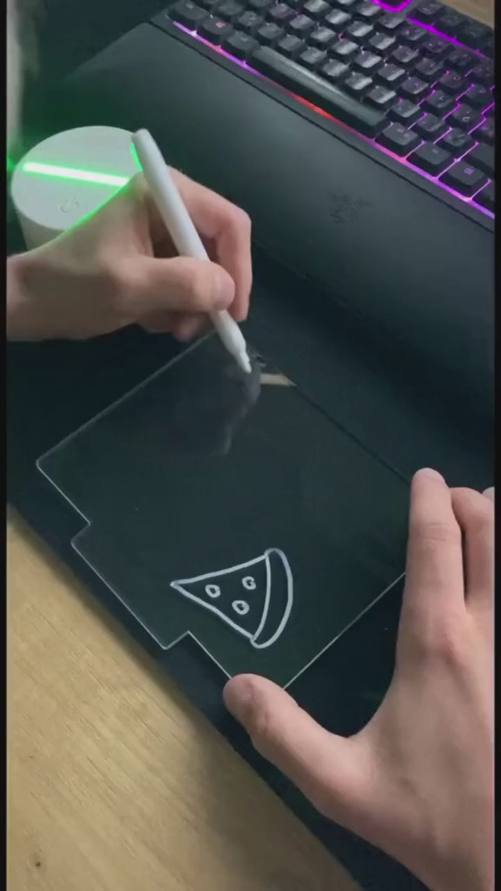 ✨ 3D LED Light Glass Acrylic Writing Pad with 12 Pens – Light Up Your Creativity! 🎨💡